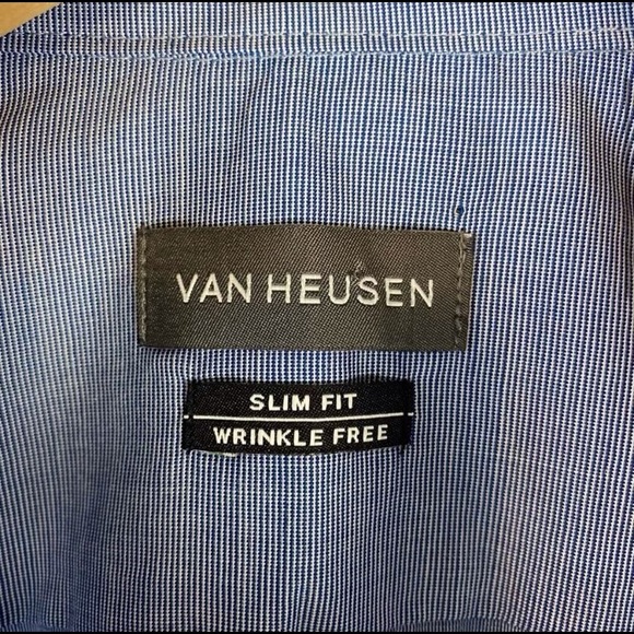 NWT VAN HEUSEN Blue Slim Fit Button Down Shirt | L - Picture 4 of 9